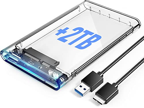 SIMPLETEK – Caddy Adaptateur Externe Boîtier Portable Transparent SSD HDD 2,5 avec 2TB | SATA, USB 3.0, 5Gbps