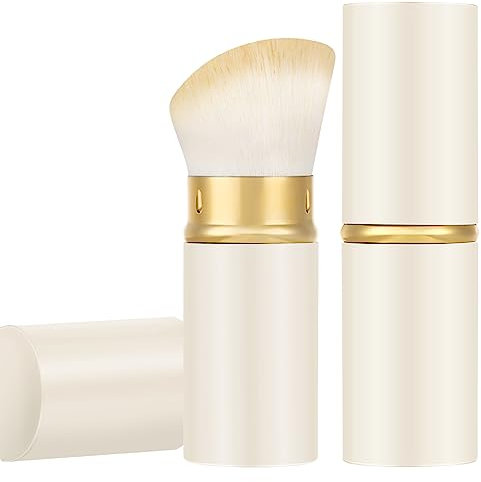 Falliny einziehbarer Make-up-Pinsel, abgewinkelter Kabuki-Puder-Make-up-Pinsel für Reisen mit Rouge, Bronzer, Buffing, Highlighter, makellose Puderkosmetik