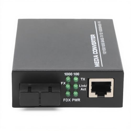 Dpofirs Convertisseur de Commutateur Ethernet, Convertisseur de Média émetteur-récepteur Ethernet Fibre, 850nm 1000Mbps SC 2 Émetteur-récepteur Ethernet Fibre Multimode RJ45 à (Prise UE)