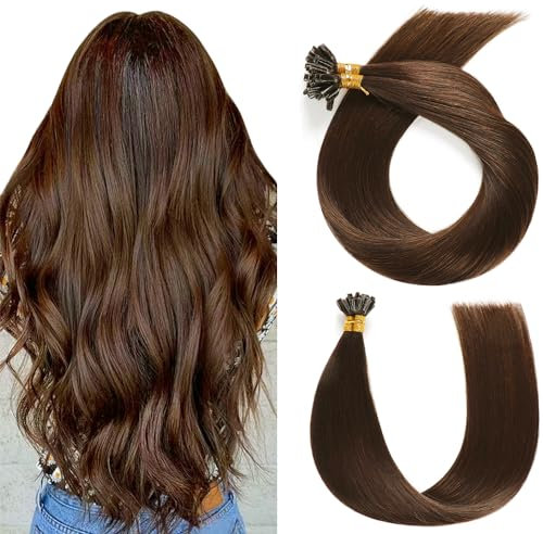 YILITE U Tip Hair Extensions Real Human Hair 14 inch 50 Strands 40g Pre Bonded Silky Straight Human Hair Extensions Keratin Nail U Tip Hair Extensions (14 Inch #4 Medium Brown)