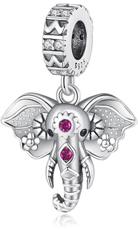 MGIUL Lucky Elephant Charm für Frauen Armbänder Halsketten mit 5A Cubic Zirconia 925 Sterling Silber Anhänger Perlen Schmuck Geschenk für Mädchen Jungen