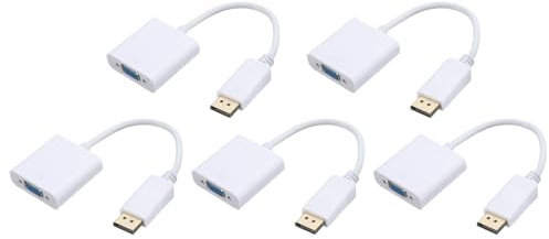 sourcing map Display Port (DP) to VGA Adapter ABS Video Cable Box External HD VGA Device White for TV, Monitor, Projector, Pad, Pack of 5