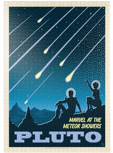 MyPuzzle Pluto: Meteoritenschauer, Vintage Poster - Premium 1000 Teile Puzzle - MyPuzzle Sonderkollektion von Anderson Design Group