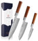 KEEMAKE Kitchen Knife Set of 3pcs, Chef Knife Set 3-Layer Japanese 9CR18MOV Clad Steel Blade, Sharp Knives Set for Kitchen Rosewood Handle and Stainless Steel Bolster