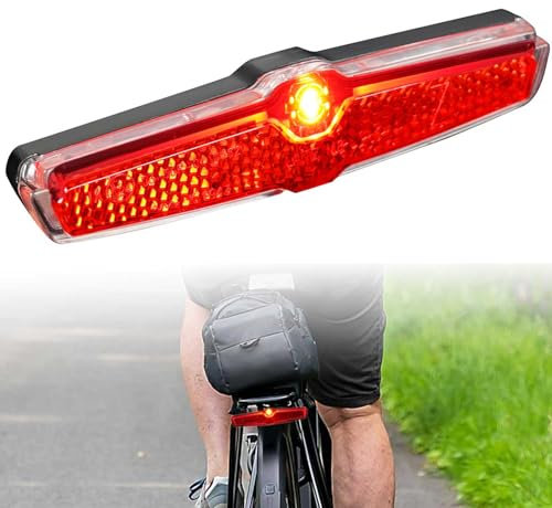 evermotor LED Fahrrad Gepäckträgerlicht Rücklicht, StVZO Zugelassen, 6-58V für E-Bike, für Hinten Gepäckträger 50/80mm, 1200mm Kabel, E24 E-geprüft
