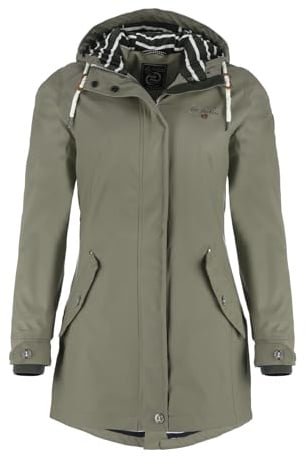 Dry Fashion Damen Regenmantel Kiel - Frauen Regenjacke Damen Jacke mit verstellbarer Kapuze Lang Winddicht Wasserdicht in Navy Größe 48
