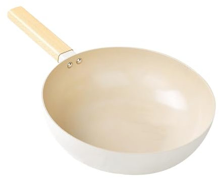 TITA-DONG Padella Antiaderente, Padella Per Frittata, Padella Profonda, Padella Per Uova Grande Da 28 Cm, Padella In Lega Di Alluminio Con Manico In Legno Per Casa, Cucina, Ristorante