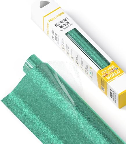 POLI-FLEX® PEARL GLITTER® - Glitzerfolie für Textilien – Flexfolie mit Glitter-Effekt zum Aufbügeln, Plotterfolie für DIY Shirts, Jade, 30,5 cm x 61 cm