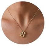Halora Bubble Letter Necklace Gold Kette Mit Buchstaben Anhänger Halskette Damen Balloon Letter B Necklace Namenskette Buchstabenkette für Frauen