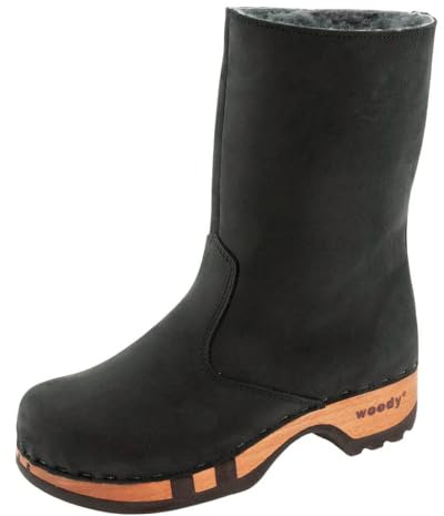 woody Damen Rose Clog Stiefel, Nero, Größe 39