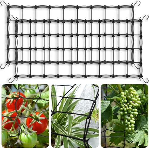 Grow Tent Trellis Netting 2x4', 2 Pack Heavy-Duty Elastic Plant Net with Steel Hooks, Flexible Hydroponics Scrog Support for Grow Tents, Gardening, and Horticulture