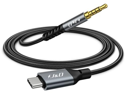 J&D Adattatore Audio USB C a 3,5 mm, Cavo USB C a TRRS per Cuffie Stereo per auto Compatibile con iPhone 15/16 e Galaxy S24/S23, 3 m