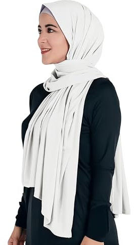 Lina & Lily Maxi Hijab Jersey Premium, Kopftuch Schal Turban für Muslimische Frauen (Elfenbein)