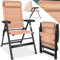 KESSER® Gartenstuhl Hochlehner mit Armlehnen 1er Set | Aluminium Klappstuhl inkl. Kopfkissen Campingstuhl 7-Fach Verstellbar Rückenlehne | Atmungsaktiv & Wetterfest | Klappbar & Anti-Rutsch Sand