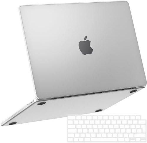 NPUOLS Funda para MacBook Air 15 Pulgadas M4 M3 M2 2025 2024 2023 Modelo A3241 A3114 A2941, Mate Plástico Dura Carcasa Funda Protectora Fina Resistente + Cubierta de Teclado TPU EU, Transparente Mate