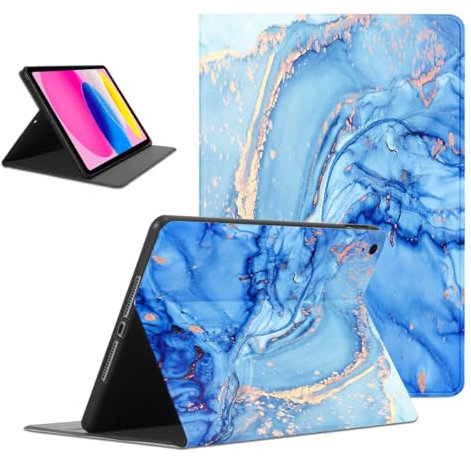 RUMDEY Niedliche Marmor-Schutzhülle für iPad 2022 / iPad 10. Generation, ästhetisch, dünn, weiche TPU-Rückseite, automatisches Wake-/Sleep-Muster, abnehmbar, wiederaufladbar, schlankes Leder, leicht,