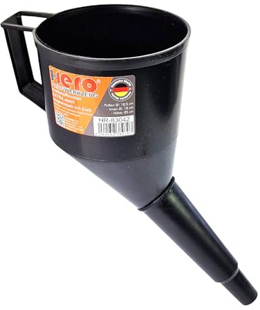 HERO Trichter EXTRA stabil, Einfülltrichter abgewinkelt mit Sieb, Kunststoff Trichter Kraftstofftrichter Öl-Einfülltrichter