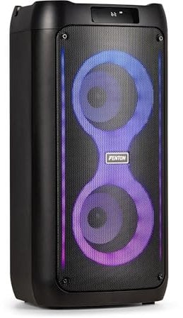 Fenton Core80 Altavoz Portátil Bluetooth de 80W, Batería Recargable 12 hrs, Micrófono Karaoke, Bluetooth 5.3, Mando a Distancia, Altavoz de Fiesta, Emparejamiento Estéreo - Negro