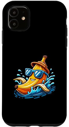 Hülle für iPhone 11 Banana Mit Sonnenbrille Auf Wellen
