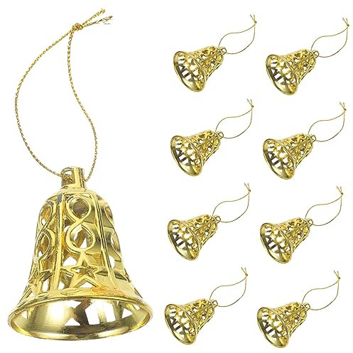 GETAJGHSD 12St Weihnachtsglocke Christbaumschmuck Anhänger Hochzeitsglocken Kleiderbügel Gold Streamer Christbaum anhänger christbaumanhänger Weihnachtsschmuck Weihnachtsbaumschmuck Plastik
