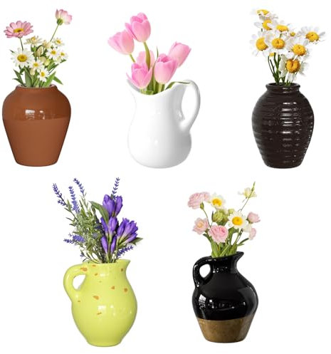 Cute Ceramic Vase Fridge Magnets, Funny Mini Plant Magnets, Tiny 3D Plant Vase for Refrigerator Decoration Kitchen Locker Kitchen Office (5 Pack)