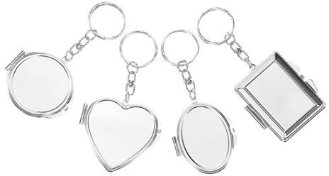 4 Stück-pack Kleiner Metall Schminkspiegel Schlüsselanhänger Faltbar