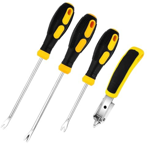 Labmilon 4 Pezzi Rivetti Clip Pinze Fastener Remover Puller Pinza Tool Kit, Kit Rimozione di Graffette per Tappezzeria con Estrattore Di Chiodi, Levapunti, Per La Lavorazione Del Legno Rimozione