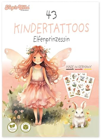 Tapirella 43 hautfreundliche Kinder Tattoos, Elfenprinzessin, MADE IN GERMANY, Tattoos für Kinder vom Lutz Mauder Verlag, Vegan und plasikfrei verpackt