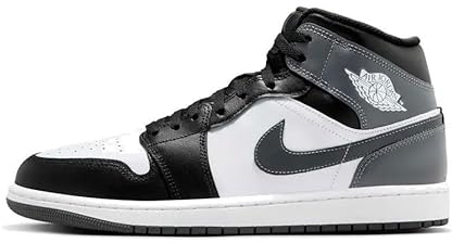 NIKE Air Jordan 1 Mid Herren Sneaker, Schwarz Eisen Grau Weiß, 44.5 EU