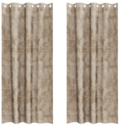 vidaXL Samtvorhänge 2er Set mit Ösen in Champagner, 225 x 140 cm. Für Fensterbehandlungen, Privatsphäre und als lichtfilternde, verdunkelnde Gardinen, die den Raum elegant abdunkeln.