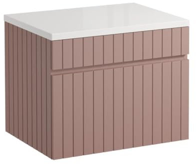 Vente-unique-Mueble Flotante para Lavabo en Rosa con Tablero - 60 cm - SATARA