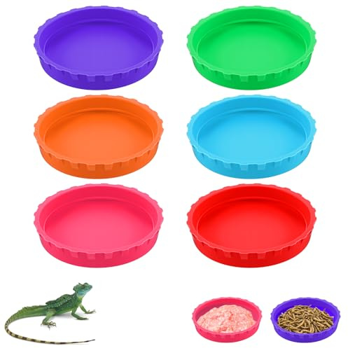 guduling 6 Pcs Crested Gecko Food Dish,Crested Gecko Food and Water Feeding Cups,6 Pack Colorful Water Bowl for Bearded Dragon Tank Terrarium Accessories Supplies for Tortoise, Crab and Small Pet