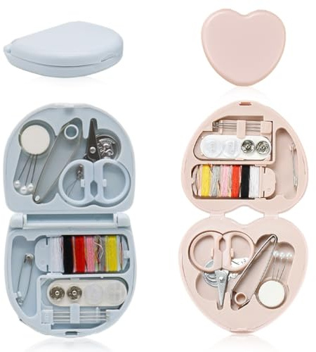 JEYORZY 2 Pieces Mini Kit de Costura Portátil,Kit Costura Completo,Accesorios Básicos Pequeños con Agujas,Hilos,Botones y Tijeras,para Viajes y Emergencias en El Hogar