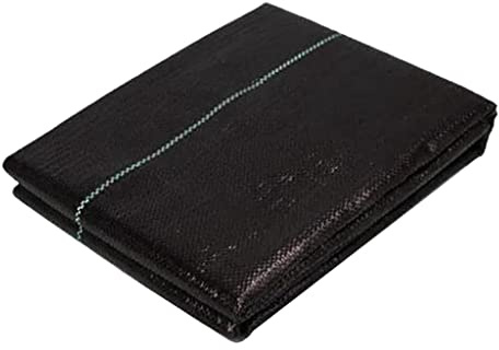 OUOULAJY Tela de barrera de malezas negra con tiras de rejilla, 1,5 x 3 metros