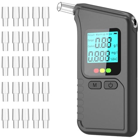 Astriva Alkoholtester Alkotester, Promillemessgerät mit 40 Mundstücken, Alkoholmessgerät mit Digitaler LCD-Anzeige, Professioneller Atemalkoholtester Promilletester Alkomat für Alkoholtest Heim