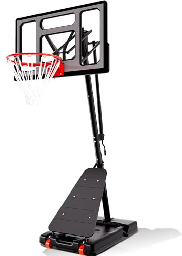 AWII SPORT Basketball Hoop Outdoor 40Inch Impact Backboard, 5.3-10FT Height Adjustable Basketball Hoop Goal System with Portable Wheels for Adults (Black, 40inch Backboard)