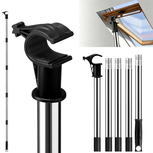 Window Pole Opener,1.84m Window Opener with Telescopic Pole for Roof Windows and Blinds Stainless Steel Sectional Skylight Pole with Hook Compatible with GGL & GGU Skylight Windows