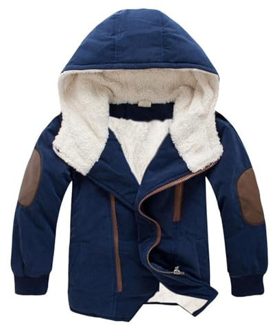 Manteau Garçon Enfant Blouson Sport Hiver À Capuche Chaud Doudoune Imperméable Coupe-Vent Veste Parka Zippé Rembourré Junior Noir A44