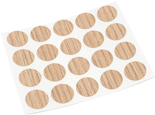 Adsamm® / 20 x Abdeckkappen / Eiche hell / Ø 13 mm / rund / 0,45 mm dünne selbstklebende Möbelpflaster
