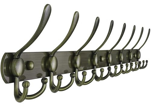 Dseap Garderobenleiste mit 8 haken, schwerlast 74cm Lang garderobenhaken, edelstahl wandgarderobe, kleiderhaken wand, hakenleiste garderobe für mantel hut handtuch handtasche, bronze