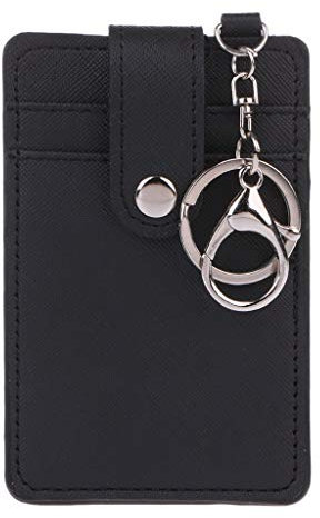 SimpleLife Étui Portefeuille en Cuir Souple avec Porte-clés et Porte-clés, Noir, 7.3x11cm, Classique, Noir, 7.3x11cm, Classique