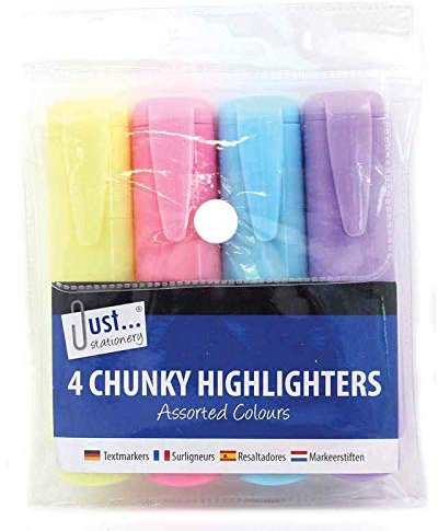 ART BOX 4 Chunky Highlighters Assorted Pastel Colours