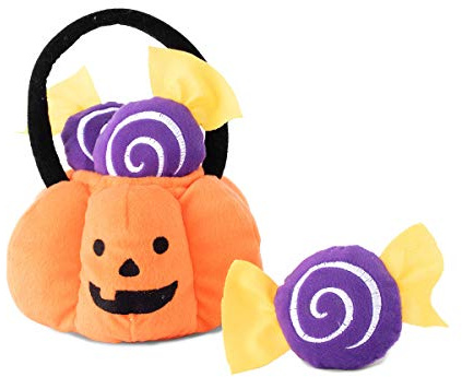 ZippyPaws Halloween Burrow, Interactive Squeaky Hide and Seek Plush Dog Toy - Trick-or-Treat Basket