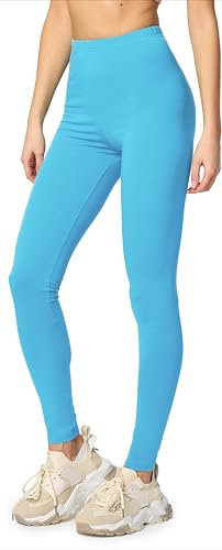 Merry Style Leggings Damen Baumwolle für das ganze Jahr Bequeme Leggings Blickdicht Damen Ideal für Yoga Sport Gym und Freizeit MS10-198 (Türkis, XL)