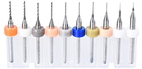 sourcing map PCB Drill Bits 0.2mm-1.1mm Tungsten Carbide Rotary Tool Jewelry CNC Engraving Print Circuit Board Micro Drill Bits 1/8 Inch Shank 1 Set (10 Pcs)