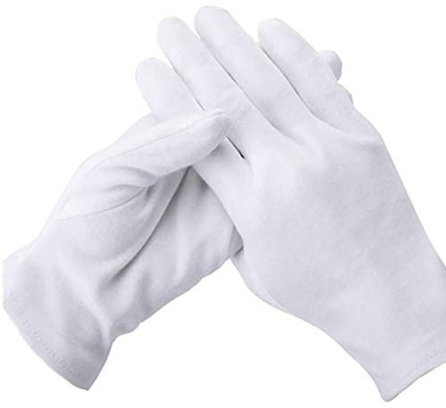Guantes blancos YMWALK, 12 pares de guantes de algodón blanco suave para inspección de joyas de monedas, protección y decoración, guantes reutilizables de trabajo diario para hombres y mujeres