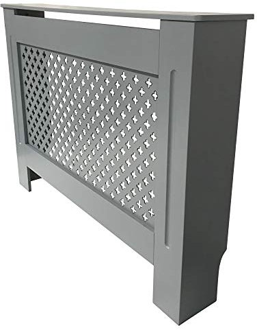 Warmehaus Radiator Cover Cabinet Grey Painted Traditional Cross Grill MDF Furniture - 780mm