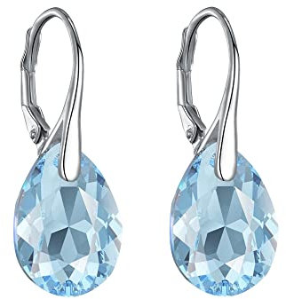 Aretes colgantes de plata esterlina con aguamarina creados con cristales Zircondia®