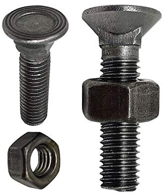 DOJA Industrial | Schlossschrauben Mutter Set | 20 Stück | 12x50mm | Gewaechshaus Flachrundschrauben | Hammerkopfschrauben mit Stopmutter | Vollgewinde Schrauben, Rundkopfschrauben, Torbandschrauben