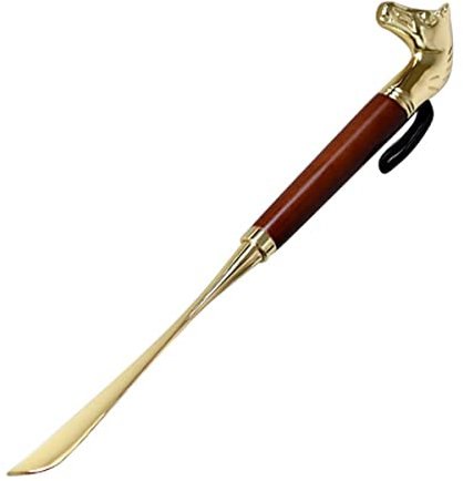 CIEEIN CIEHT Chausse-pied en métal long manche Tête de cheval marron 32cm de longueur